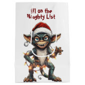 Naughty List Gremlin Medium Cadeauzakje (Achterkant)