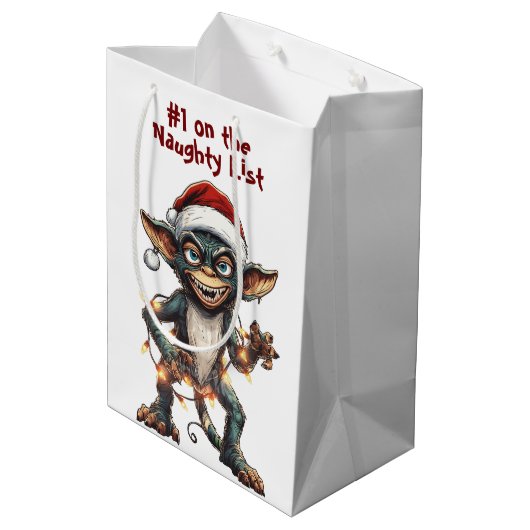 Naughty List Gremlin Medium Cadeauzakje (Achterkant Gekanteld)