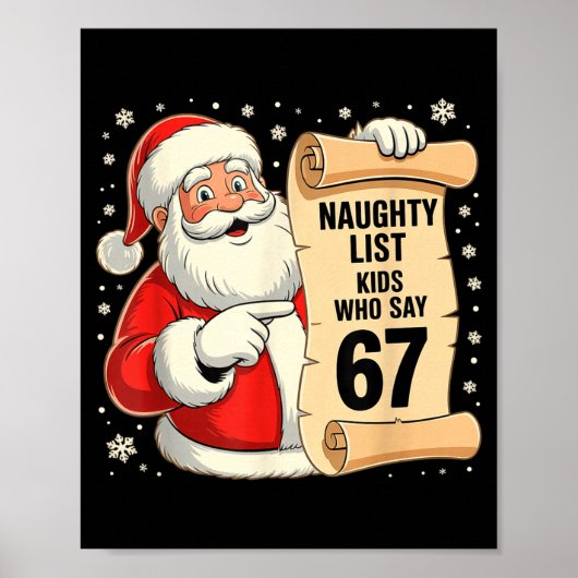 Naughty List Kids Who Say 67 Funny Meme 6 7 Christ Poster (Voorkant)