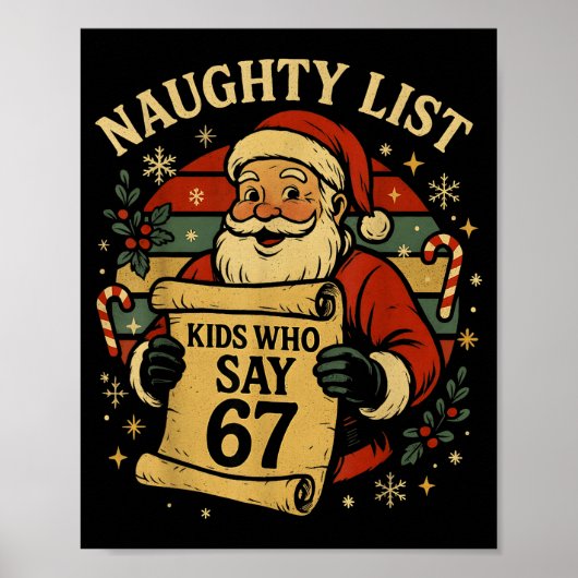 Naughty List Kids Who Say 67 Funny Teacher Christm Poster (Voorkant)