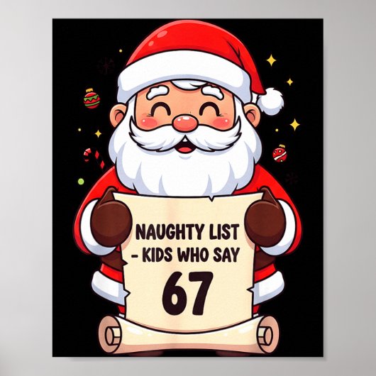 Naughty List Kids Who Say 67 Funny Teacher Christm Poster (Voorkant)