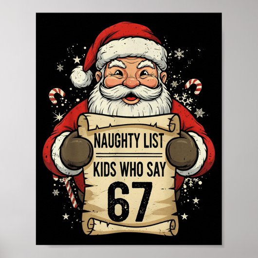 Naughty List Kids Who Say 67 Funny Teacher Christm Poster (Voorkant)