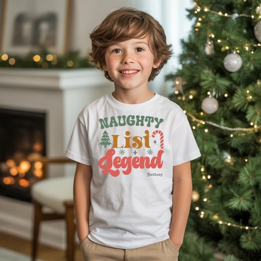 Naughty List Legend Kinder retro kerst Tri-Blend Shirt