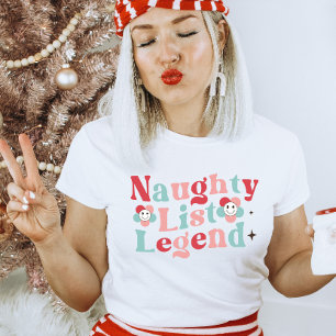 Naughty List Legend Retro Grappig Kerstfeest T-shirt
