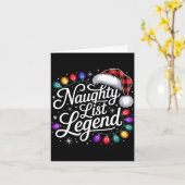 Naughty List Legend Xmas Lights Buffalo Plaid Red  Kaart (Gele Bloem)
