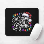 Naughty List Legend Xmas Lights Buffalo Plaid Red  Muismat (Met muis)