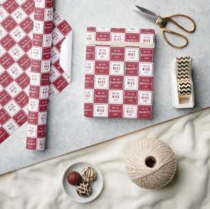 Naughty List & Nice List Rode feestdag gecontrol Cadeaupapier