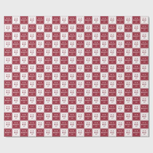 Naughty List & Nice List | Rode feestdag gecontrol Cadeaupapier (Vlak)