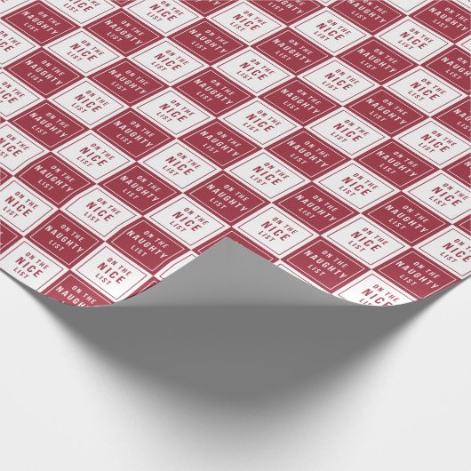 Naughty List & Nice List | Rode feestdag gecontrol Cadeaupapier (Hoek)