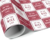 Naughty List & Nice List | Rode feestdag gecontrol Cadeaupapier (Rol Hoek)