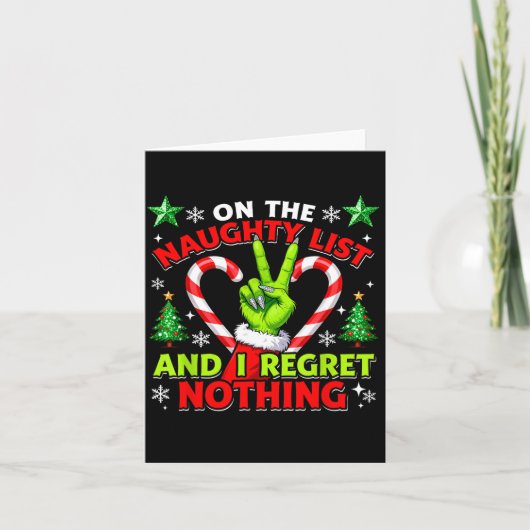 Naughty List Regret Nothing Christmas Funny Xmas  Kaart (Voorkant)