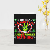 Naughty List Regret Nothing Christmas Funny Xmas  Kaart (Gele Bloem)