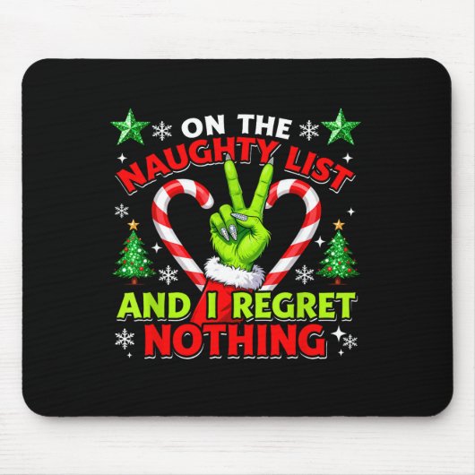 Naughty List Regret Nothing Christmas Funny Xmas Muismat (Voorkant)