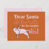 Naughty List Schattigee Kattenkerst Feestdagenkaart (Voorkant / Achterkant)