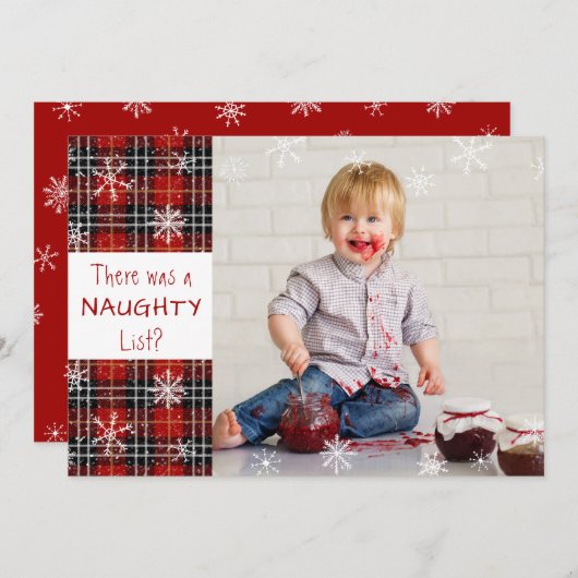 Naughty List Snowflake Red Pset PRETTIGE FEESTDAGE Feestdagenkaart (Voorkant / Achterkant)