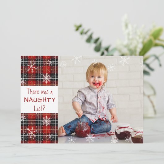 Naughty List Snowflake Red Pset PRETTIGE FEESTDAGE Feestdagenkaart (Staand voorkant)