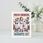 Naughty List Snowmen Toasting in Holiday Style Briefkaart (Staand voorkant)