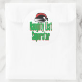 Naughty List Superstar Ronde Sticker (Tas)