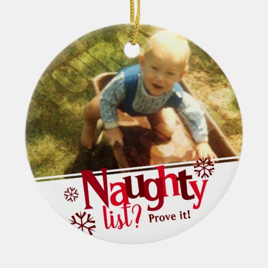 Naughty List Two Photo Kerstmis Keramisch Ornament (Voorkant)