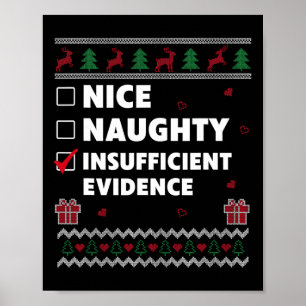 Naughty List Ugly Kerstmis Design Onvoldoende evv Poster