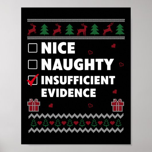 Naughty List Ugly Kerstmis Design Onvoldoende evv Poster (Voorkant)