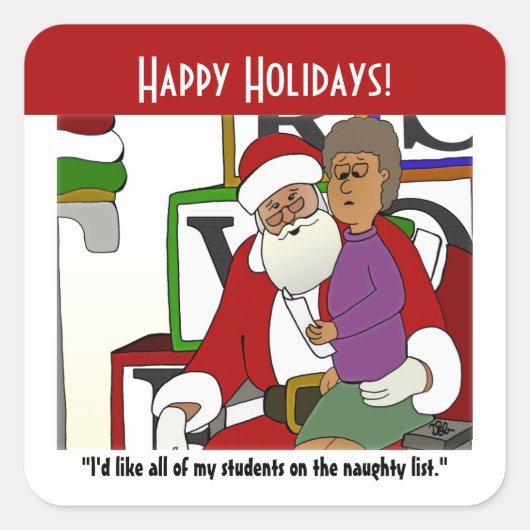 Naughty List Vierkante Sticker (Voorkant)