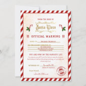 Naughty List Waarschuwing Kerstman Brief Kaart (Voorkant)