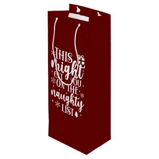 Naughty List Wijn Cadeautas (Achterkant Gekanteld)