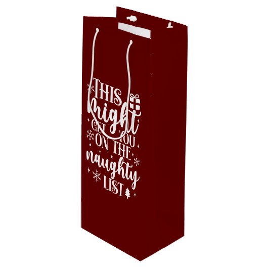 Naughty List Wijn Cadeautas (Voorkant Gekanteld)