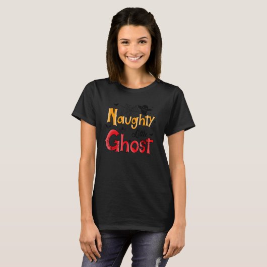 Naughty Little Ghost Cute Happy Halloween Spooky S T-shirt (Voorkant volledig)