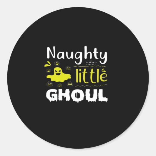 Naughty Little Ghoul Funny Halloween Design Ronde Sticker (Voorkant)