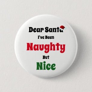 Naughty, maar mooi kerstfeest ronde button 5,7 cm