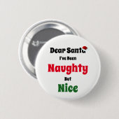 Naughty, maar mooi kerstfeest ronde button 5,7 cm (Voorkant /achterkant)