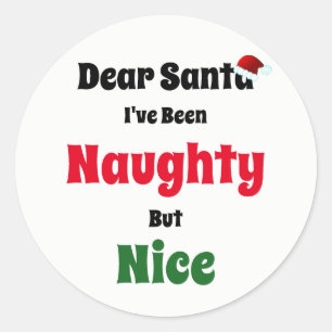Naughty, maar mooi kerstfeest ronde sticker
