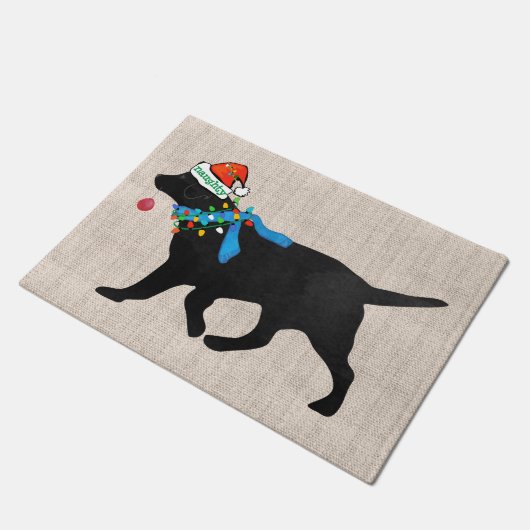 Naughty, maar mooi, zwarte Labrador kerst Deurmat (Schuin)