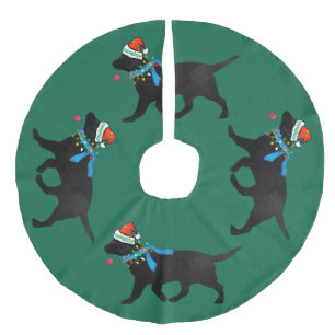 Naughty, maar mooi, zwarte Labrador kerst Imitatie Linnen Kerstboom Kleed