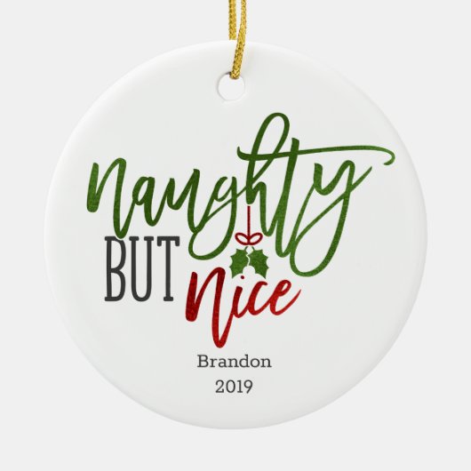 Naughty, maar Nice gepersonaliseerd Keramisch Ornament (Voorkant)