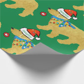 Naughty, maar Nice Kerstmis Goldendole Green Cadeaupapier (Hoek)