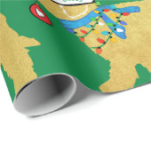 Naughty, maar Nice Kerstmis Goldendole Green Cadeaupapier (Rol Hoek)