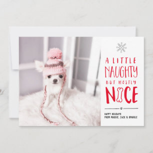 Naughty Maar Nice   Pet Photo Holiday Card Feestdagenkaart