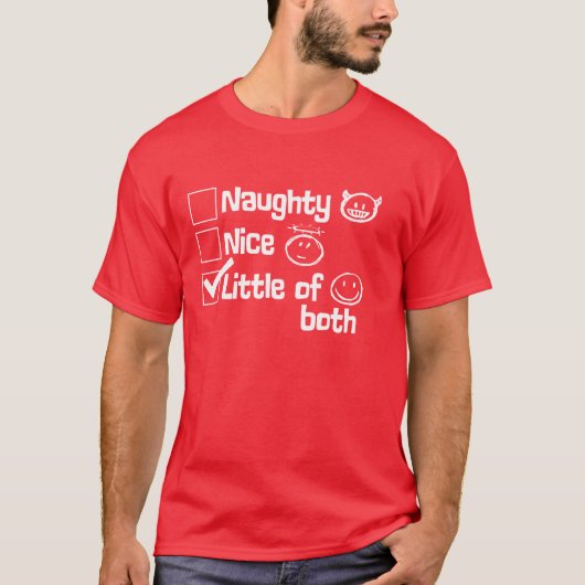 Naughty. Mooi. Een beetje van beide. Grappig kerst T-shirt (Voorkant)