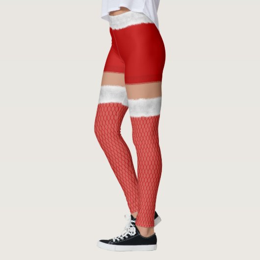 Naughty Mrs Santa Claus Red Hold Ups Funny Festive Leggings (Links)