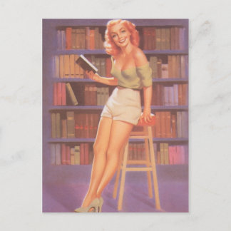 Naughty Nerdie Pin Up Girl Briefkaart