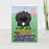 Naughty Newfie Happy Easter Feestdagen Kaart (Voorkant)