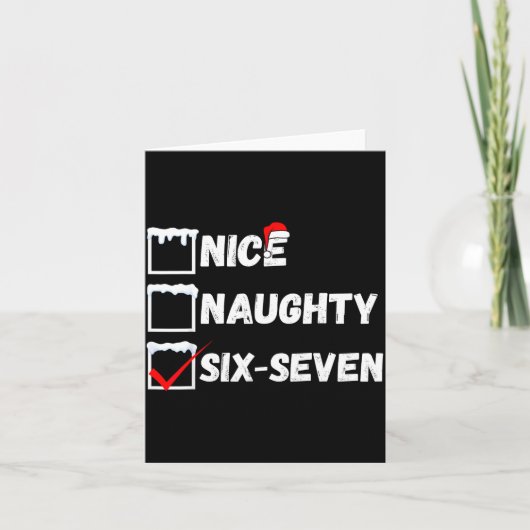 Naughty Nice 67 Christmas Checklist Fun Six Seven  Kaart (Voorkant)