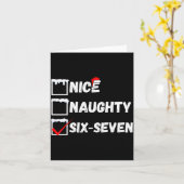 Naughty Nice 67 Christmas Checklist Fun Six Seven  Kaart (Gele Bloem)