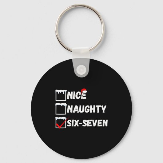 Naughty Nice 67 Christmas Checklist Fun Six Seven Sleutelhanger (Voorkant)