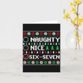 Naughty Nice 6-7 Funny Brainrot Meme Ugly Xmas Six Kaart (Gele Bloem)