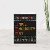 Naughty Nice 6 7 Funny Brainrot Meme Ugly Xmas Six Kaart (Voorkant)