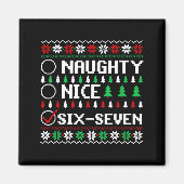 Naughty Nice 6-7 Funny Brainrot Meme Ugly Xmas Six Magneet (Voorkant)